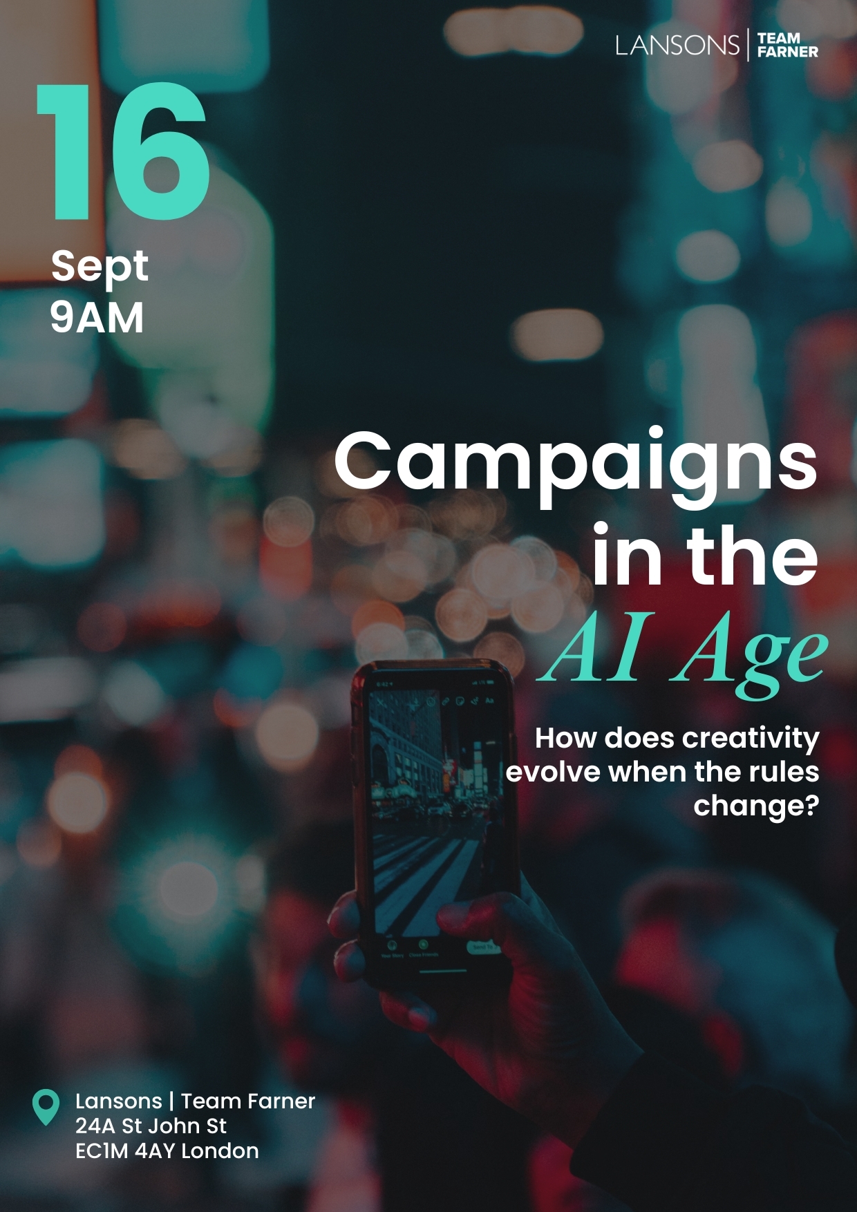 Lansons Event Poster: Campaigns in the AI Age