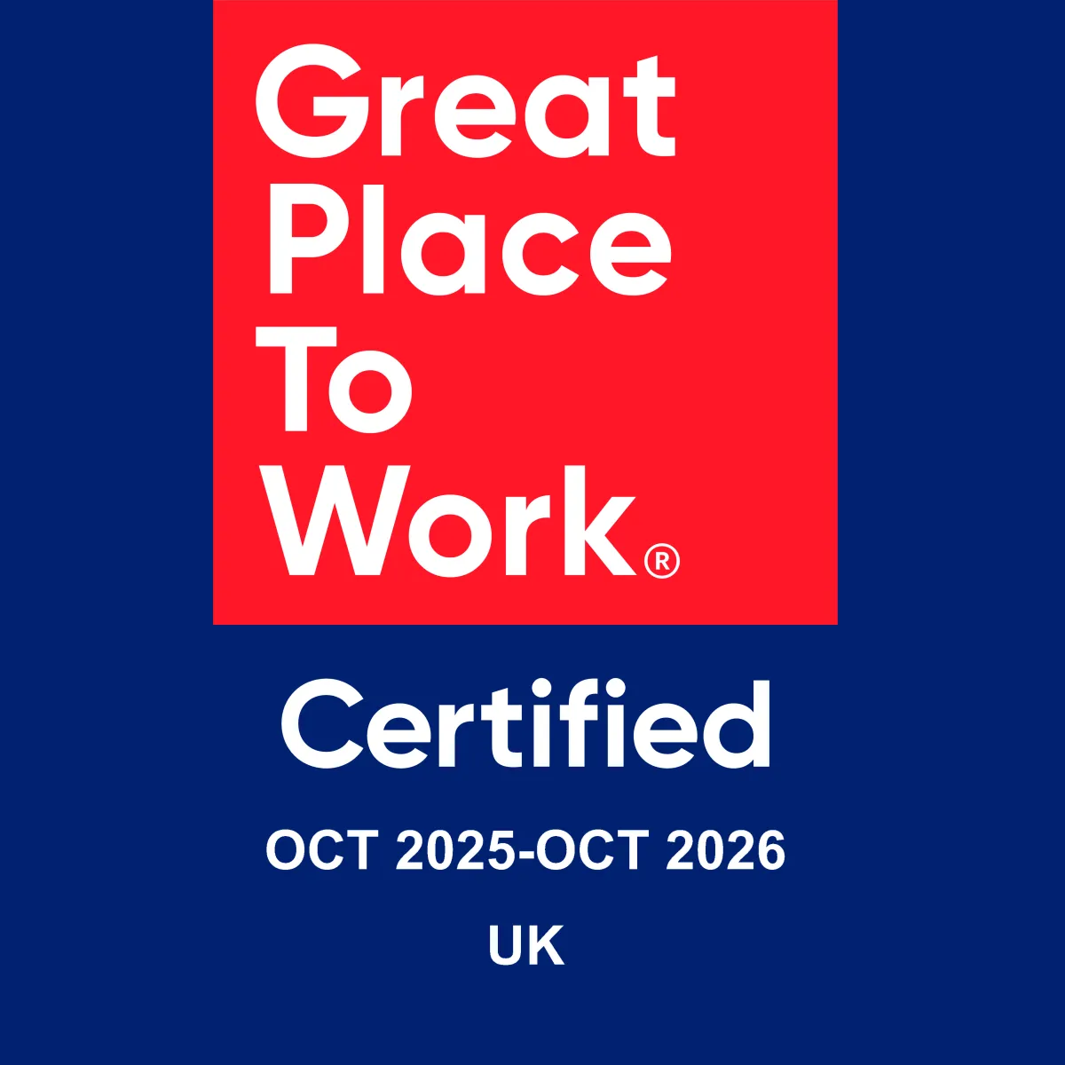 GPTW 2025 UK Best Workplaces Certificate